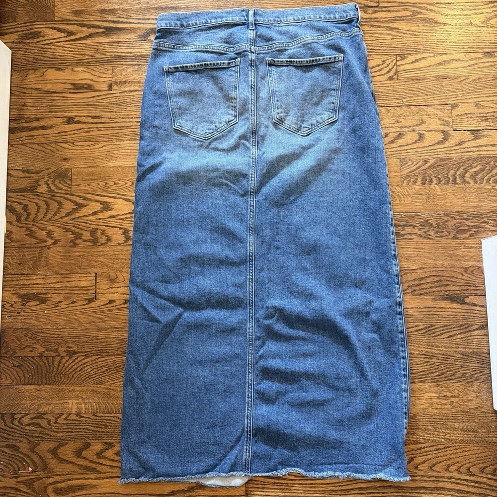 Express Medium Wash High Waisted Front Slit Maxi Denim Skirt Women's Size 14 - Picture 4 of 8